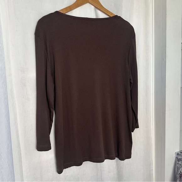 3/$20💥 Liz Claiborne Mixed Media Animal Print & Lace Stretchy V- Neck Blouse - Picture 12 of 16